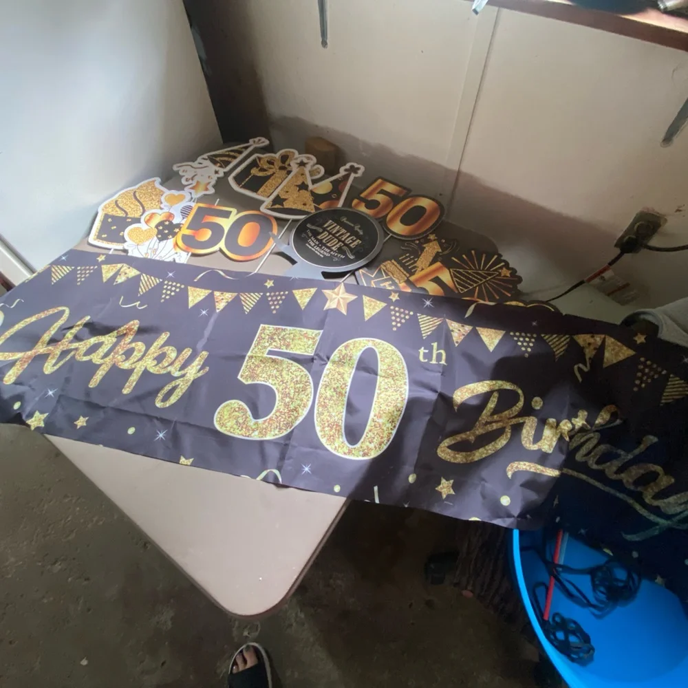 50th Birthday Party Decoration Set - Black and Gold